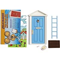 Los mejores  - LA PUERTA MÁGICA Ratoncito Pérez Azul + Escalera + Plato + Queso + Felpudo + Llave + Dibujo Fondo de Puerta + Postal de…